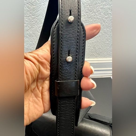 Michael Kors Daria Black Leather Saddle Crossbody Bag - Picture 11 of 16